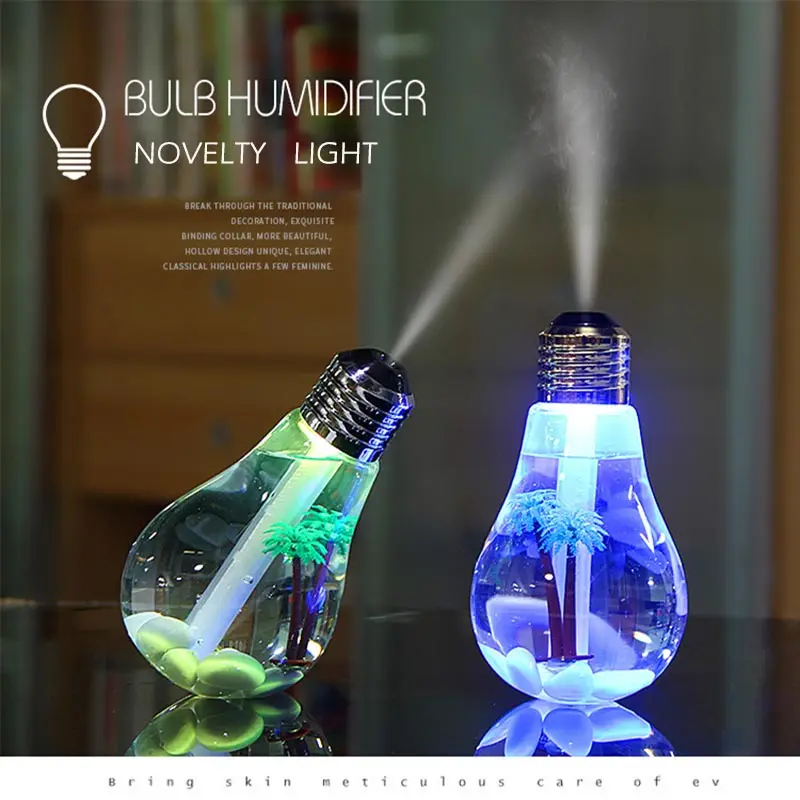 

Mini Bulb LED Lamp USB Humidifier Novelty Lights Home Diffuser Air Freshener Night Lamps Home Office Colorful Decorative Lights