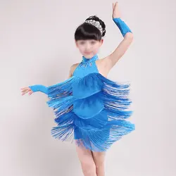 НСБ 2016 Новый 100 см Костюмы для латиноамериканских танцев платье для танцев Обувь для девочек Костюмы для латиноамериканских танцев платье