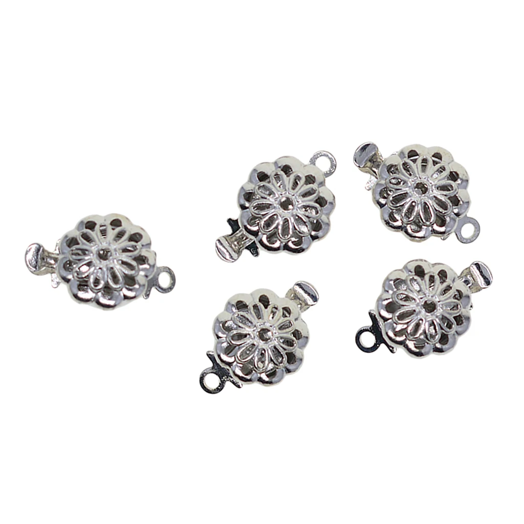

5 Pcs Double Side Filigree Flower Push-in Box Clasps Jewelry Connectors DIY Bracelet Ends Clasps Making Findings