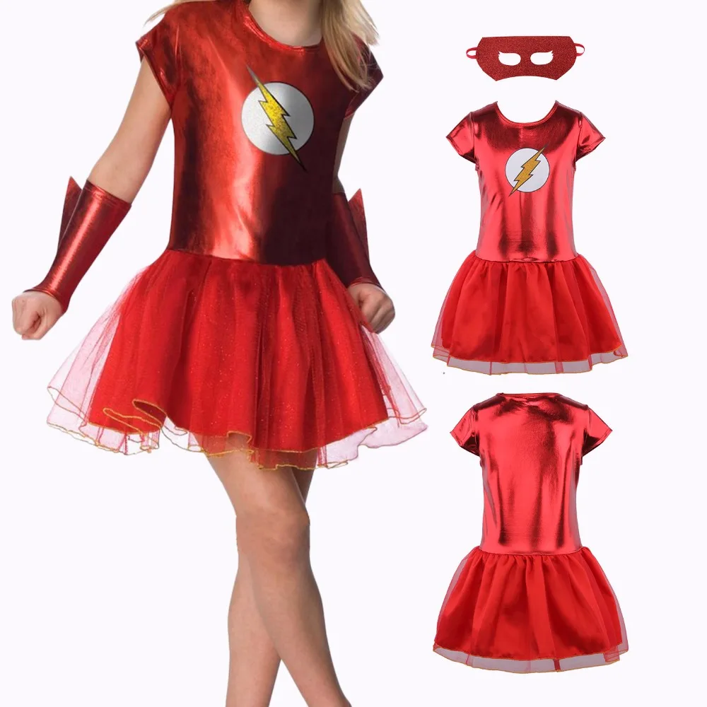 Детский супергерой флэш Косплей детское маскарадное платье пачка костюм наряд