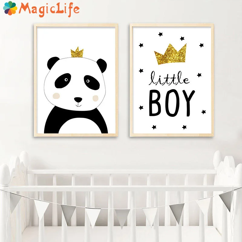 

Cartoon Panda Decor Wall Art Canvas Painting Nordic Posters Nursery Print Painting Nordic Kids Boys Decoration Pictures Unframed
