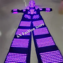 L102 Мужская робот Танцы Костюмы LED Бальные световой бар носит DJ Светящийся Шлем ходулях робот одежда подсветкой партии Show