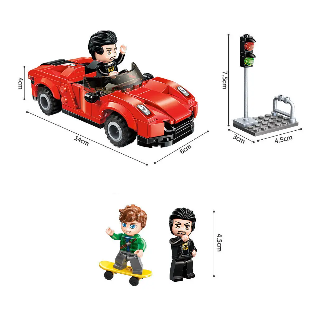 Fit-Legoness-Colorful-City-7-Sets-in-1-Series-Minifigs-Red-Racing-Car-Mini-figures-Building