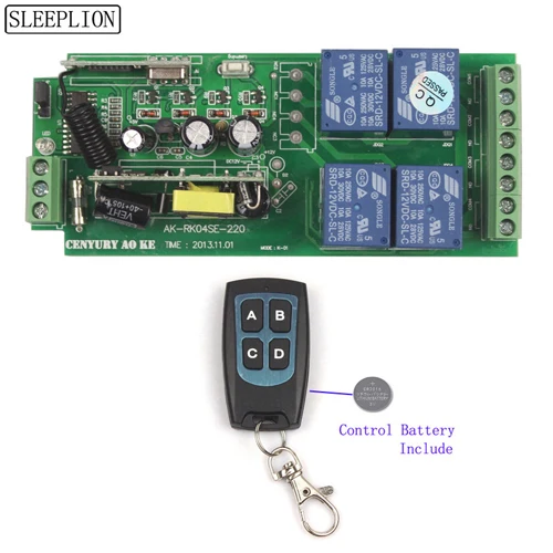 1X Control 315MHz Sleeplion 220V 110V 4Ch Беспроводной РЧ пульт дистанционного управления Управление переключатель 85 V-250 V 4-канальный Релейный Переключатель приемника безопасности Системы двери гаража - Цвет: 1X Control 315MHz