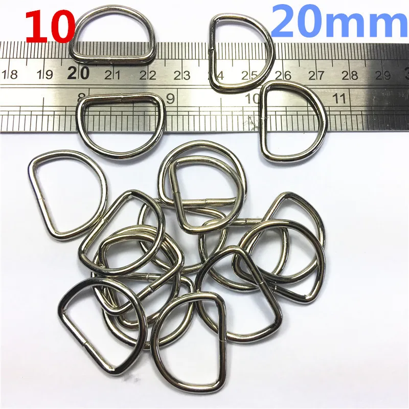 10   20mm silver  Plated D Ring Semi Ring Ribbon Clasp Knapsack Belt Buckle