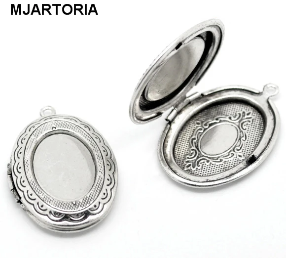 

New Arrival 5 Silver Tone Oval Photo Frame Locket Pendants 34x24mm
