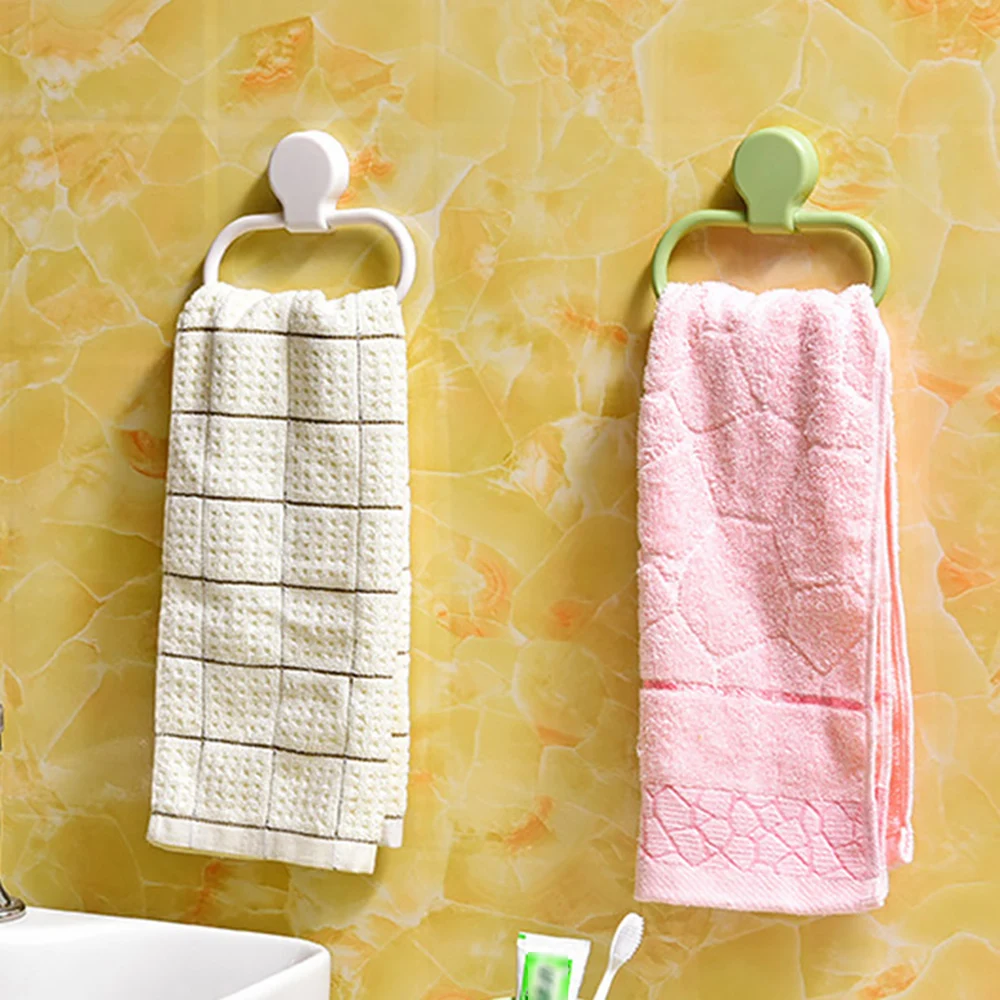 Towel Rack Hanging Holder Organizer Kitchen Bathroom Accessories Towel Ring Rack Strong Viscosity Towel Hanging Holder Rack