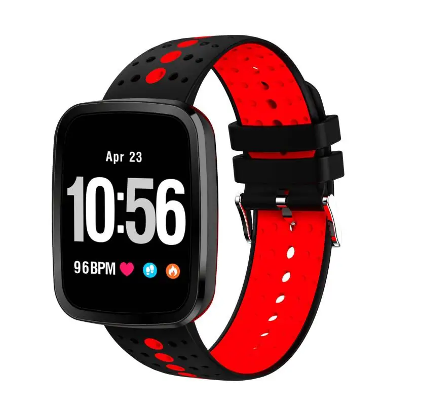 red 696 V6 Смарт-часы IP68 Водонепроницаемый Bluetooth SmartWatch монитор сердечного ритма Удаленная камера Умный Браслет для iPhone Android телефон - Цвет: red