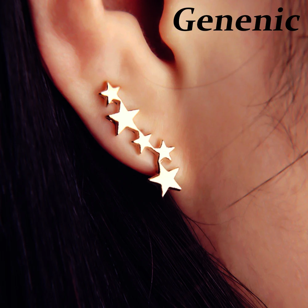 

Gold Tiny Star Moon Stud Earrings For Women Trendy Flower Silver Earring Climber Celestial Birthday Gift Jewelry Earrring