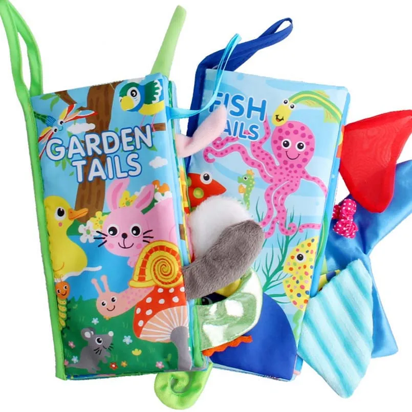 Для детей игрушки для младенцев Детские Тканевые книги для раннего развития игрушки с животными хвосты английский рассказ мягкая ткань
