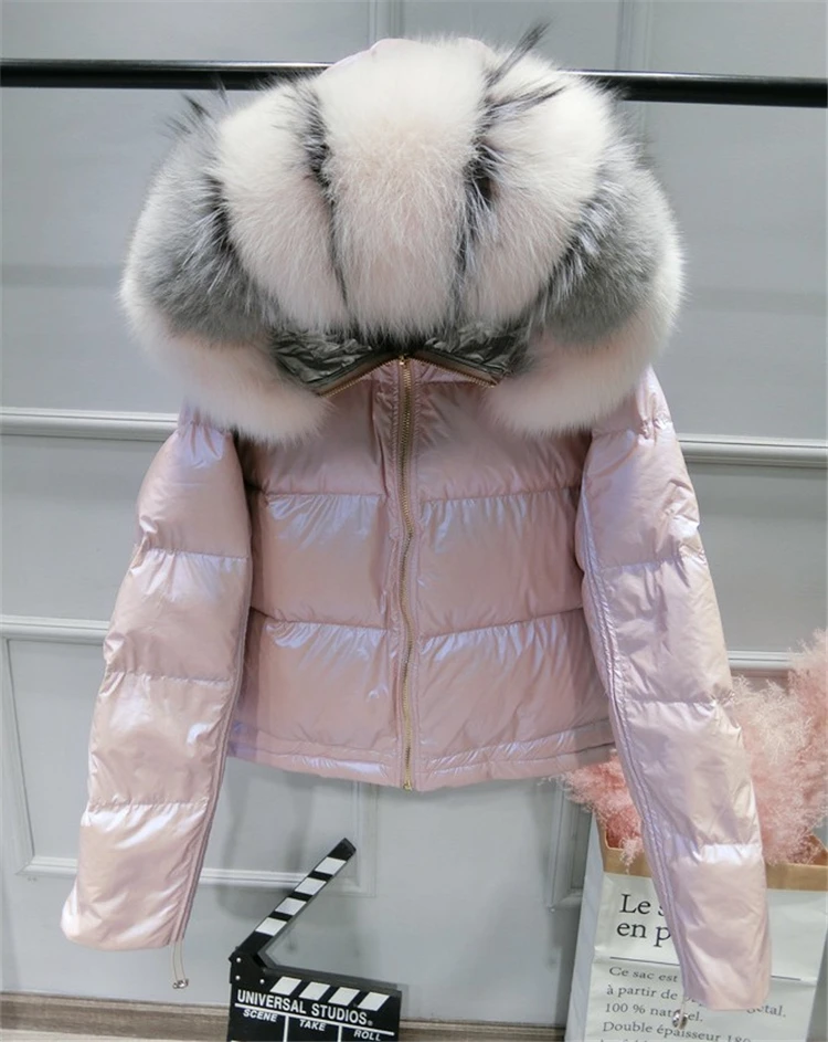 Пуховое пальто с капюшоном и большим меховым воротником, зимняя Толстая теплая Женская пуховая куртка с утиным пухом, Двустороннее пальто, 90%, пуховое пальто