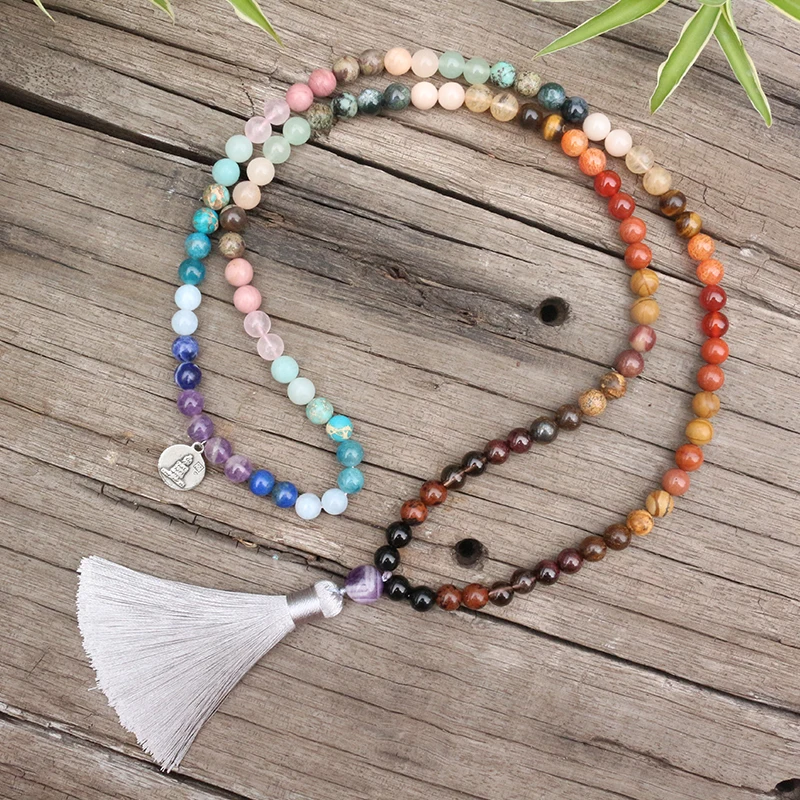 8mm Natural Stone Beads,28 Colorful Stones,Buddha,Summer,JapaMala Sets,Spiritual Jewelry,Meditation,Inspirational,108 Mala Beads