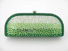 7344-GN GREEN Crystal Lady fashion Bridal Metal Evening purse clutch bag handbag case box