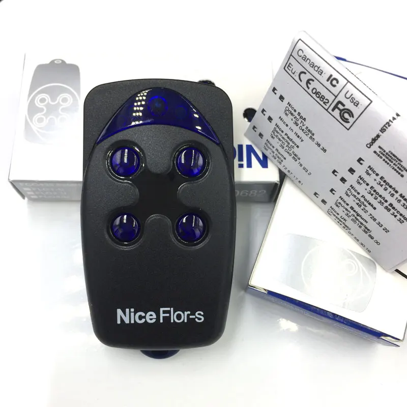 

2pcs Automatic Gate door Opener Hand controller for NICE FLO4R-S Flor-s Rolling code Remote Key FOB 12V 23A battery included