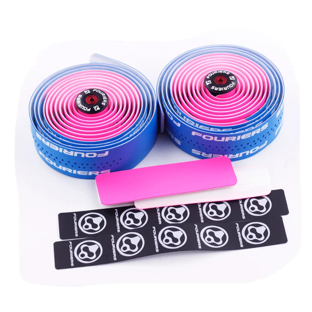 buy Dual Color Fouriers Handlebar Tape Bicycle bind Material PU leather anti skid wear resistant and sweat absorbing Handlebar Tape