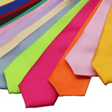 Полиэстер узкий галстук галстуки для мужской свадебный костюм Тонкий Галстук Классический Одноцветный галстук случайный конфетный цвет 5 см галстук