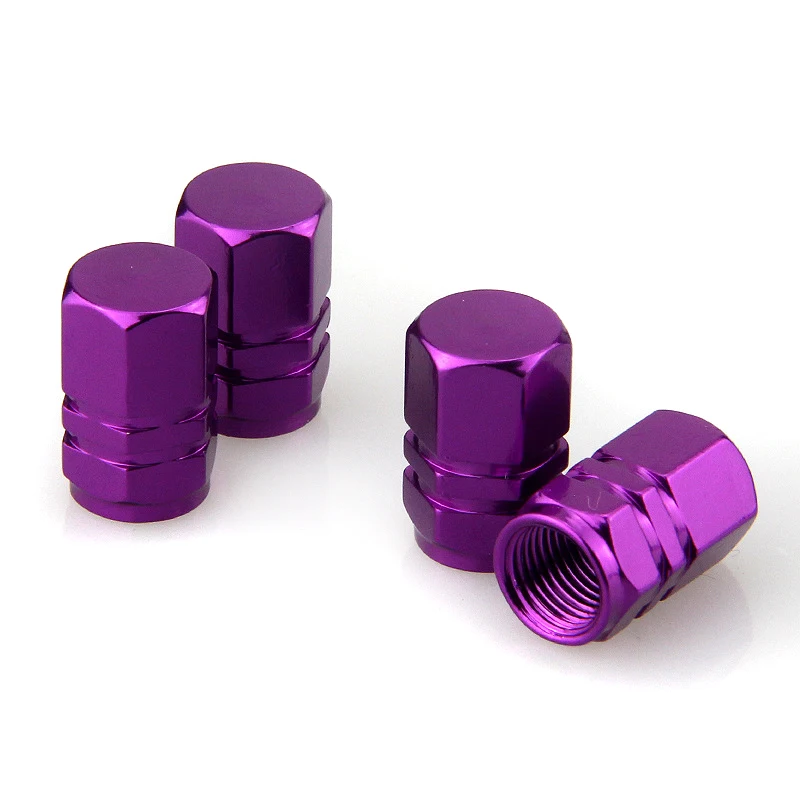 4pcs/set  Universal Aluminum Car Wheel Tire Tyre Valve Air Stem Cap Cover Purple