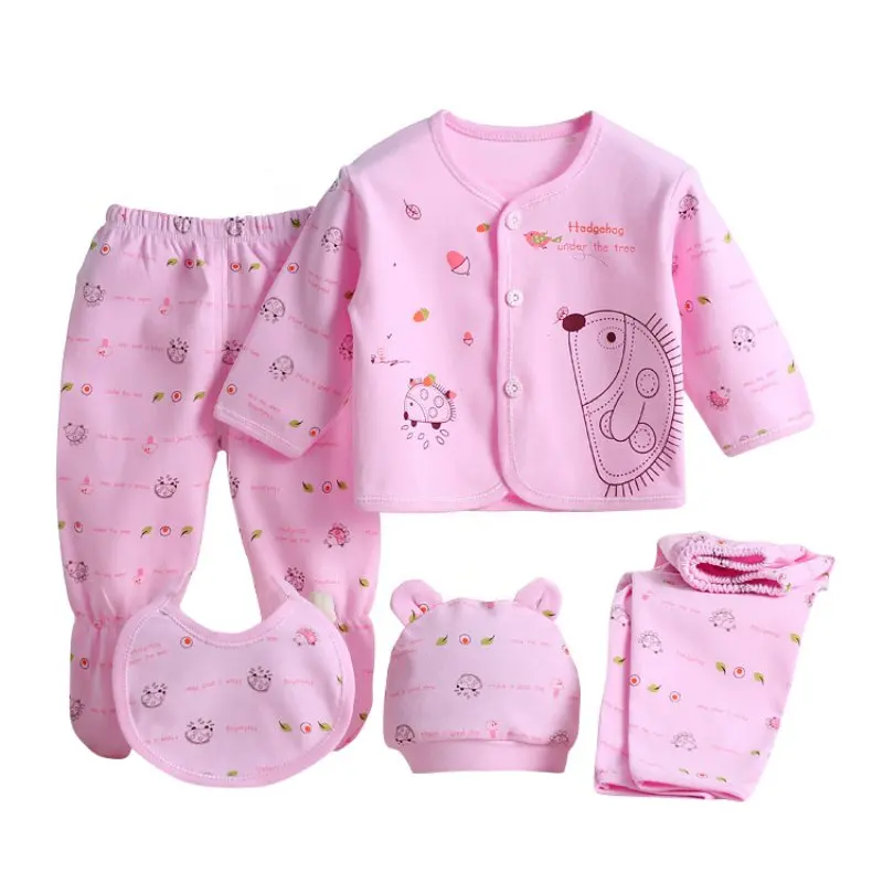 

5Pcs/Set Newborn Baby Boys Girls Printed Outfits Infant Cotton Cartoon Clothes Sets 0-3M X16