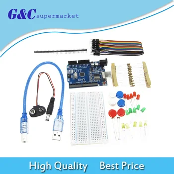 

For arduino Starter Kit UNO R3 mini Breadboard LED jumper wire button for Arduino compatile with Box