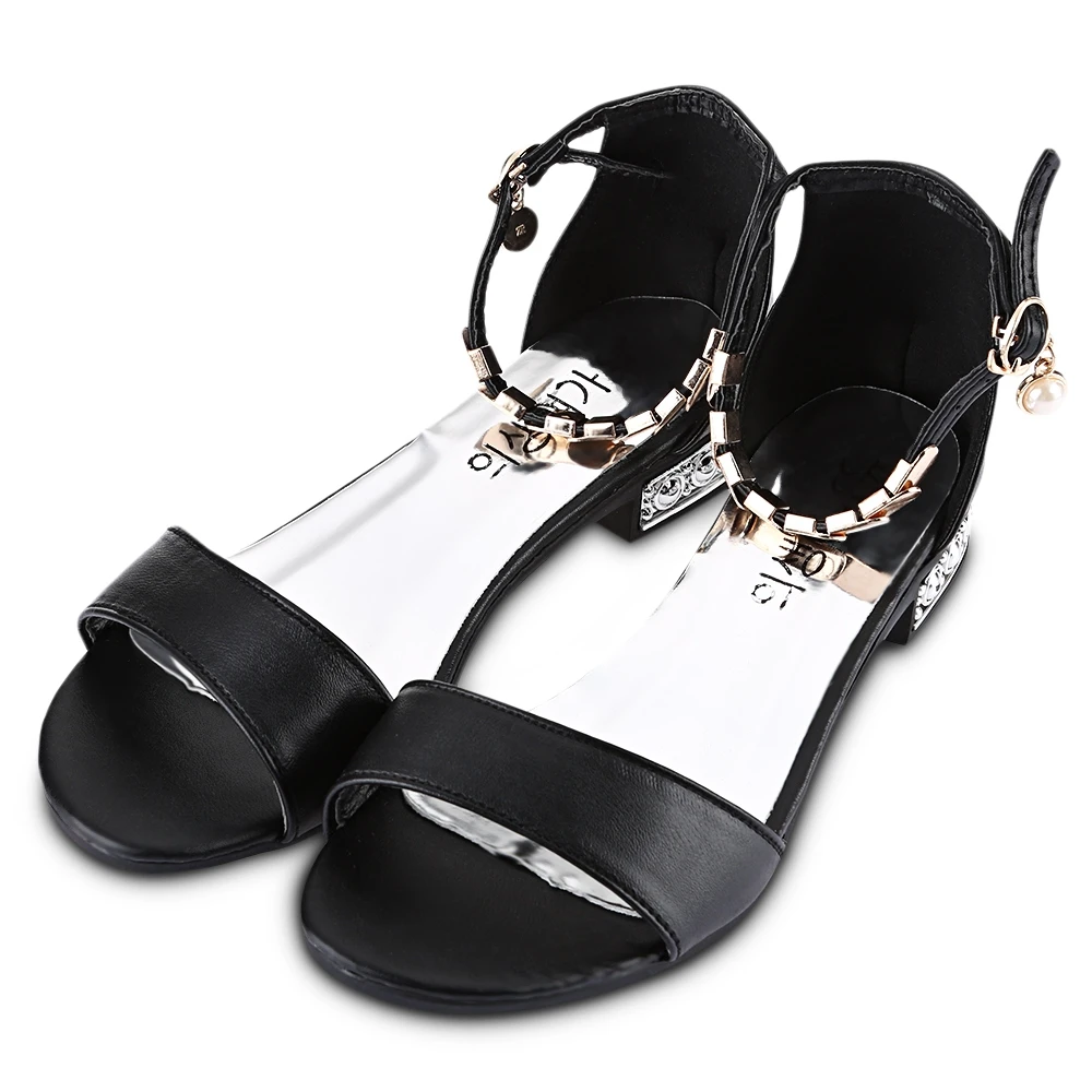 Guapabien Simple Design Metal Strap Open Toe Ladies Flat Sandals Low