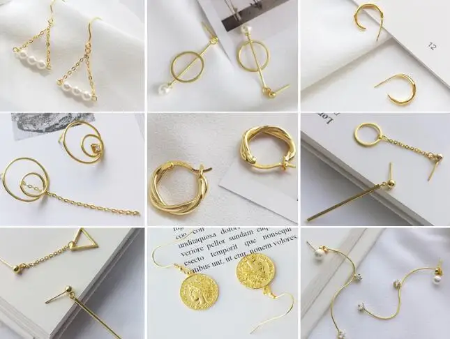 

1pair Authentic 925 Sterling silver Golds Geometric Long Earrings jEWELRY TLE591