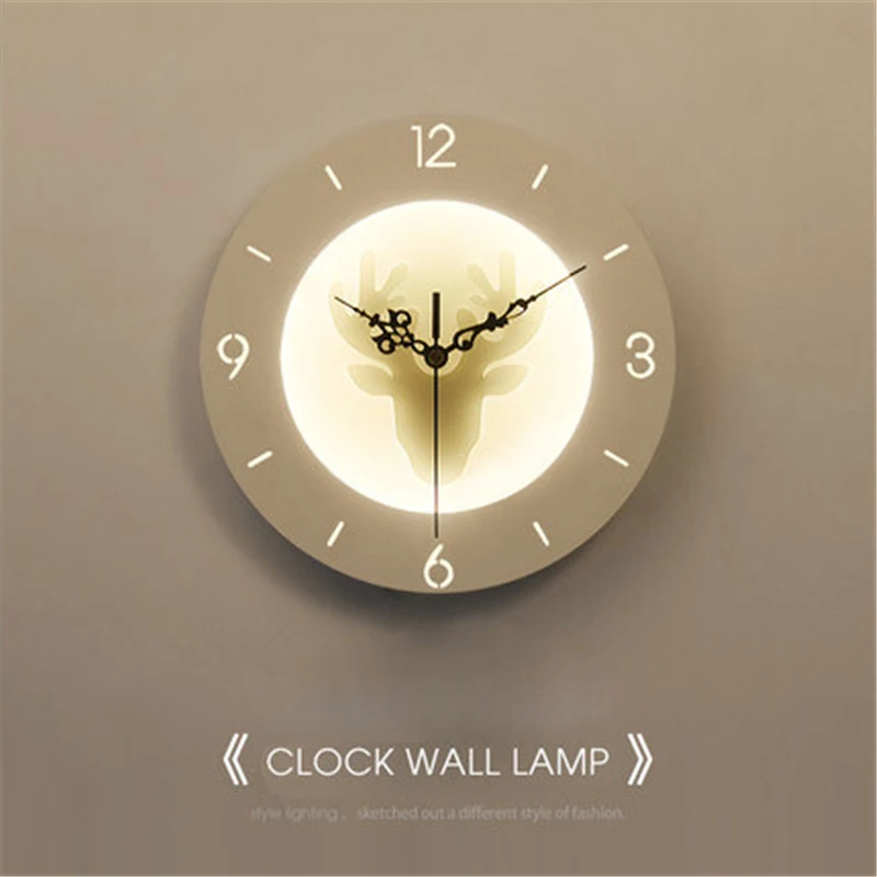 Bedroom Bedside wall Lamp clock sconce modern wall led light interior