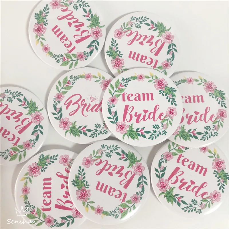 6pcs Bride Badge Bridal shower Party Decoration 1pcs Bride with 5Pcs Team Bride Badge Team Bride Confetti Hen Party Supplies