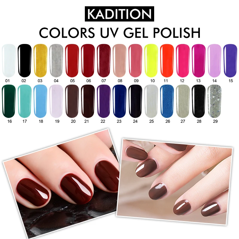 

KADITION Gel Polish Nail Art Set for Hybrid Nails 29 Color Semi Permanent Gel Paint Polygel Nail Polish Manicure Varnish Vernis