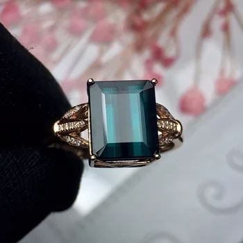 

Fine Jewelry Anillos oro Real 18 K Gold Jewelry 100% Natural Brazil Tourmaline 4.02ct Gemstone Female Rings for Women Fine Ring