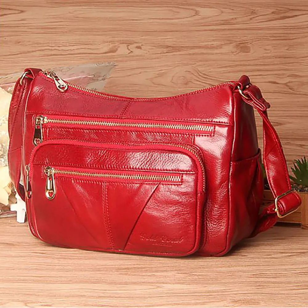 

High Quality Real Cowhide Messenger Shoulder Bag For Women Travel Shopping Female Brand Famous Genuine Leather Cross Body Bags