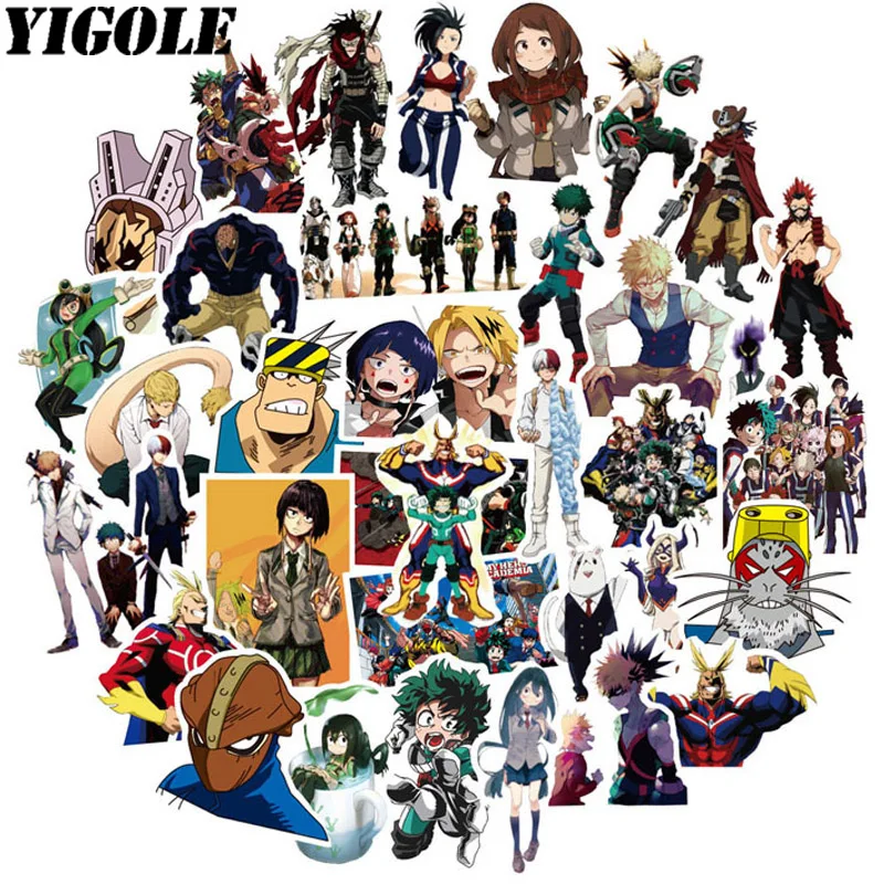 

50pcs/pack Japan Anime My Hero Academia Stickers Kid Toy Sticker for DIY Luggage Laptop Skateboard Motorcycle Waterproof Sticke