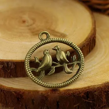 

Free shipping!!!bronze Tone Bird/Parrot Stand Charm Pendants 25x25mm