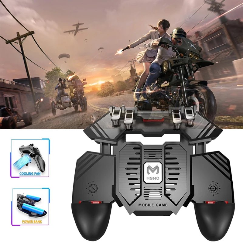 

Mobile phone Games Controller with Cooling Fan Powerbank Charging Free Fire Key Button Joystick Gamepads L1 R1 Trigger for PUGB