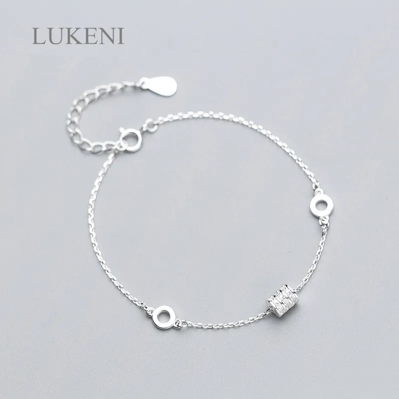 

LUKENI New Arrival S925 Sterling Silver Simple Sweet Fashion Geometric Hollow Round Circle Bracelets For Girl To Gift Jewelry