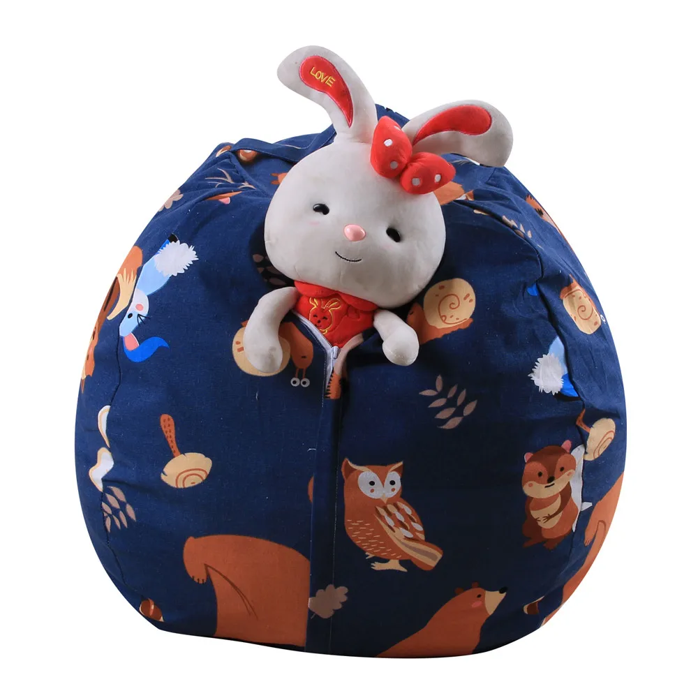 الأسرة المحمولة حقيبة التخزين الإبداعية الأطفال بحشوة ناعمة على شكل حيوانات تخزين الفول حقيبة لينة مخطط القماش كرسي لونين # LC
