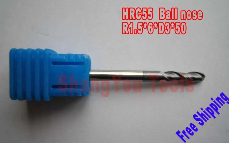 

10pcs 3mm 2 Flutes Milling tools Milling cutter Ball nose End Mill CNC router bits hrc55 R1.5*6*D3*50