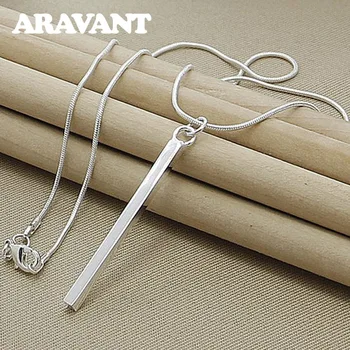 

Silver 925 Jewelry Square Long Chain Necklaces Women Men Silver Necklace