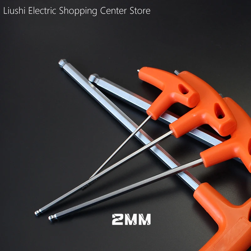 

2MM Chromium-vanadium Steel T type allen wrench repairing hand CR-V hexkey with ball head wrench Set