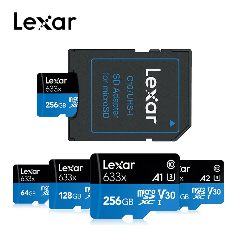 

2019 Original Lexar 95mb/s 633x Micro sd card 512GB 64g 128g 256GB Memory Card Reader Uhs-1 For Drone Gopro Dji Sport Camcorder