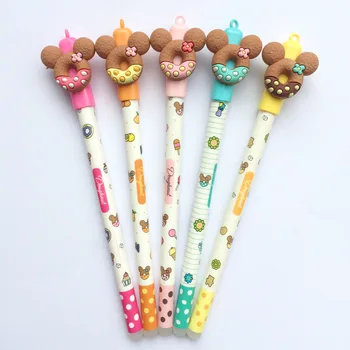 

5 pcs Cartoon bear cookies gel pen 0.5mm ballpoint Blue color erasable ink pens Cute Stationery Office school supplies A6440