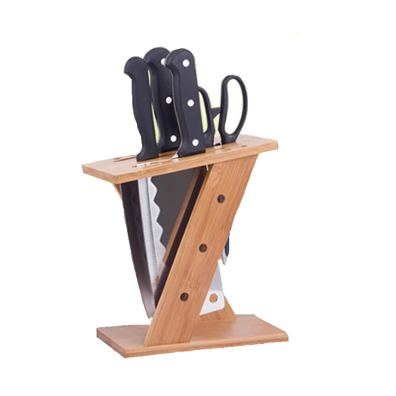 

Multifunctional bamboo frame knife holder kitchen accessories z-shaped bamboo frame knife multi-function rack kitchen tools