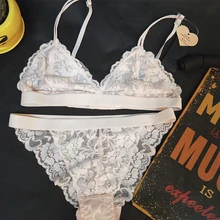 

GUMPRUN Sexy Lace Women Bra Set Ultra-thin Transparent Bra Brief Sets Underwear Women Bralette Summer Female Cup Lingerie Suits