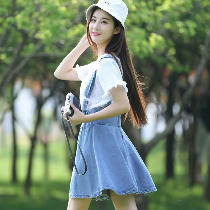 Denim Sundress Denim Dress Women Party Dresses Brazil 2018 Summer Korean Lolita Vestidos Ukraine Robe Femme Vestido Jeans Skater