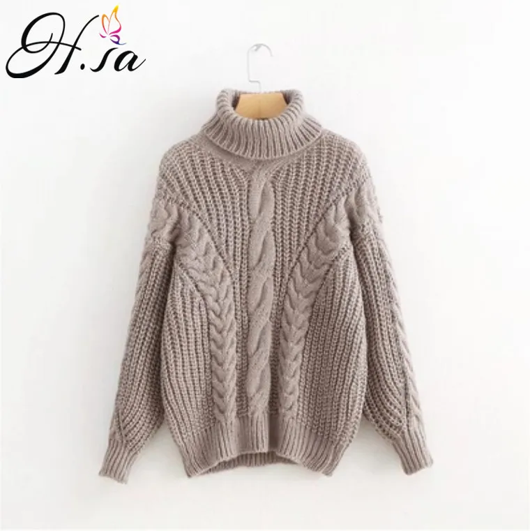 Online H. SA 2018 nuevo suéter y jerseys de invierno de cuello alto para mujer jersey de Cachemira de otoño para mujer