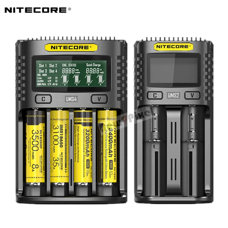 Оригинальное NITECORE UMS2 UMS4 интеллектуальное зарядное устройство USB выход 3A для LiFePO4 литий-ионный Ni-MH NiCd 10440 10440 10500 18650