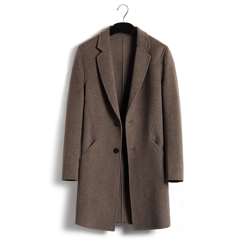 

Businness casual coat men's 65% wool double side melton long jackets woolen autumn winter warm overcoat parka High quality