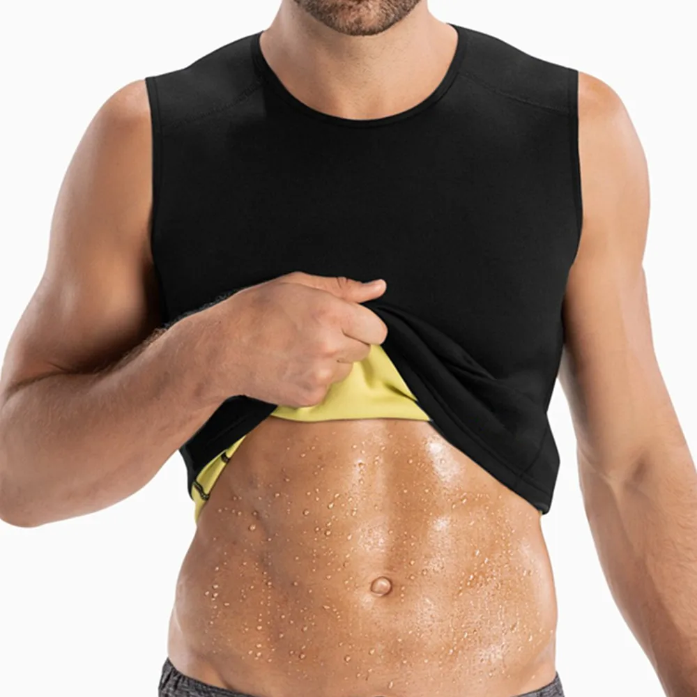 Men Neoprene Sauna Sweatshirts Vest Waist Trainer Body Shaper Long Sleeve Tops 