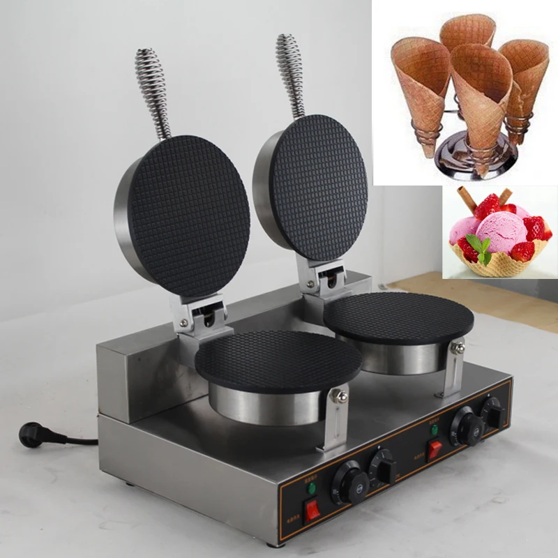 Double Head Ice Cream Cone Waffle Making Machine ice cream cone baking