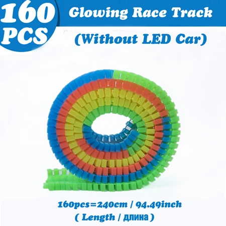 Magical Tracks Luminous Racing Track Car With Colored Lights DIY Plastic Glowing In The Dark Creative Toys For Kids Only160 track No Car