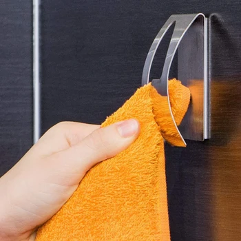 

Kitchen Hanger Household Towel Rack Hanging Self Adhesive Storage Holder Hardware Wall Mounted Stainless Steel Clip Bathroom